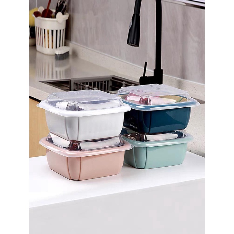 [FREESHIP] Bộ Rổ Kèm Chậu Có Nắp Đậy Kèm Lỗ Thoát Nước 3 Trong 1 Đựng Rau Trái Cây