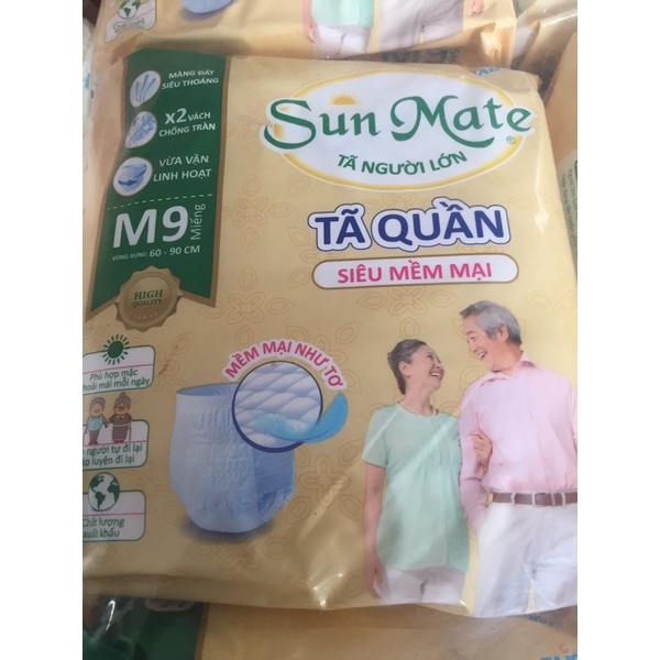 Tã quần Sunmate M9 Siêu Mềm Mại - Tã bỉm quần người lớn [Bạn  Có Thể Xem Tã Quần Sunmate XL7 Tặng1, M18, L16,XL14 Tặng 2