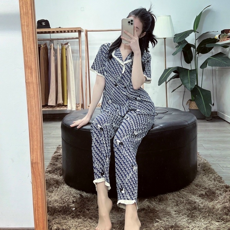 BỘ PIJAMAS CHẤT LỤA PHÁP CỔ VIỀN BÈO HÀNG THIẾT KẾ