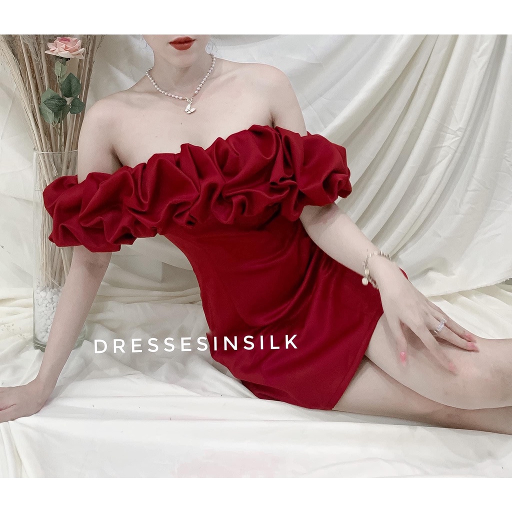 Váy Ôm Body Trễ Vai, Đầm Đỏ Noel Nữ Nhún Tầng Bèo Chất Vải Cao Cấp, Siêu Tôn Dáng, Phong Cách Gợi Cảm, Quyến Rủ Cho Bạn | BigBuy360 - bigbuy360.vn