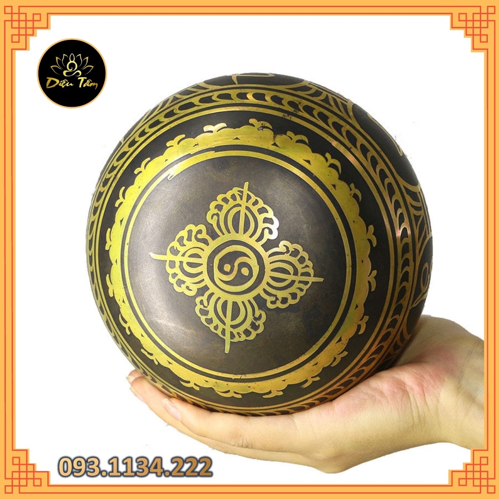 Chuông xoay Nepal thủ công handmade chọn mẫu kèm dùi da