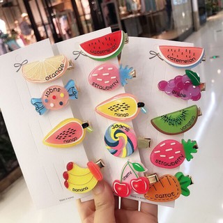 Kẹp tóc trái cây nhiều màu dễ thương