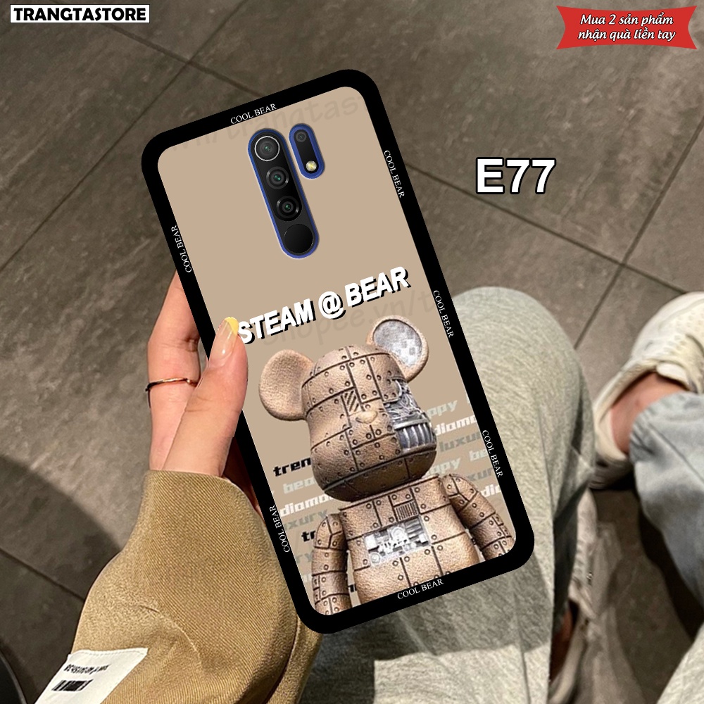 Ốp Xiaomi Redmi 9 in hình gấu Bearbrick,Metal Style,Doremon siêu dễ thương chất lượng