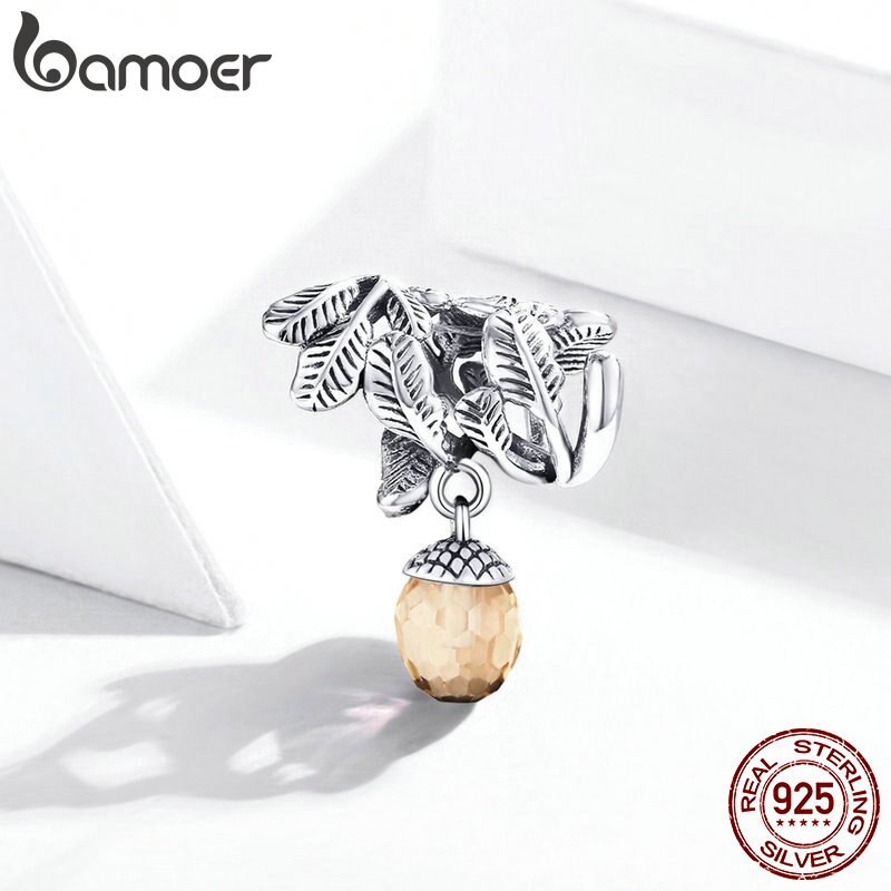 Charm bạc sterling 925 Bamoer BSC336 chính hãng hình quả thông may mắn CZ DIY