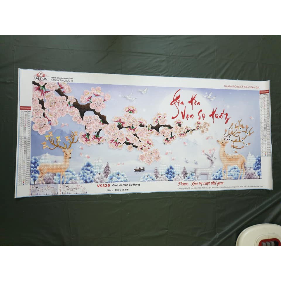 Tranh đính đá Gia hòa vạn sự hưng VS329 KT: 100x46cm- tran chưa đính đá