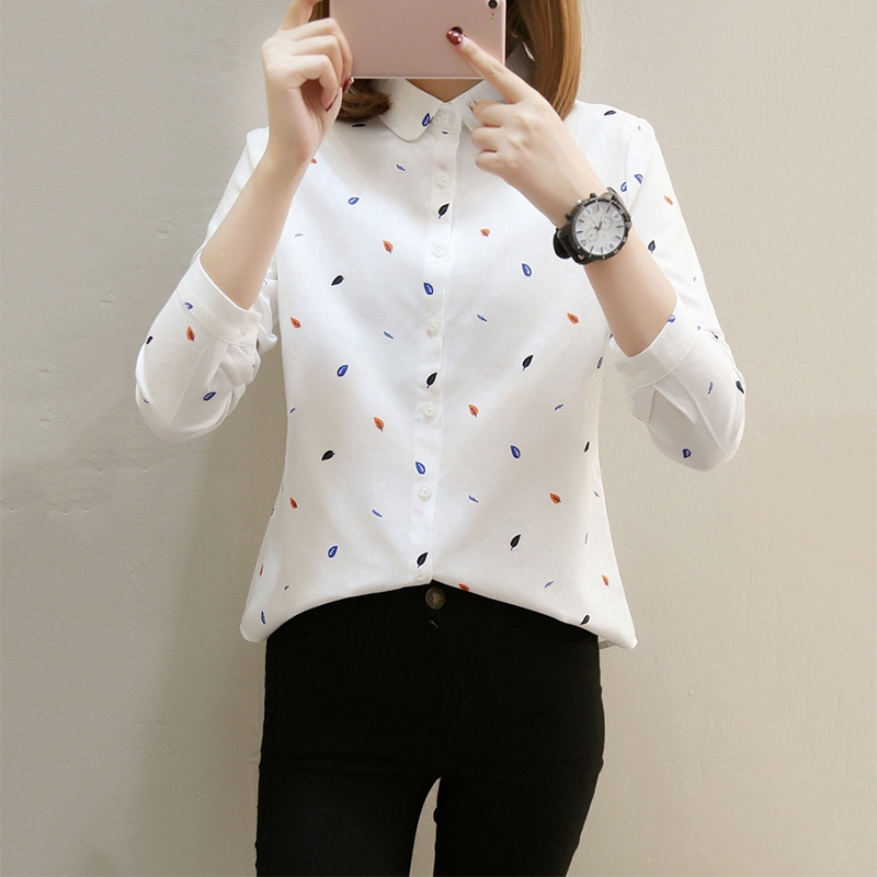 Áo thun nữ dài tay họa tiết lá cây thời trang | BigBuy360 - bigbuy360.vn