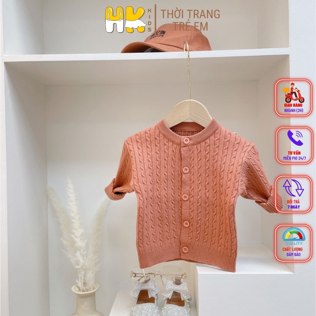 Áo len cho bé từ 1-6 tuổi, chất len cao cấp mềm mịn, áo cài cúc họa tiết gân cho bé trai và gái- HK KIDS (mã 1978)