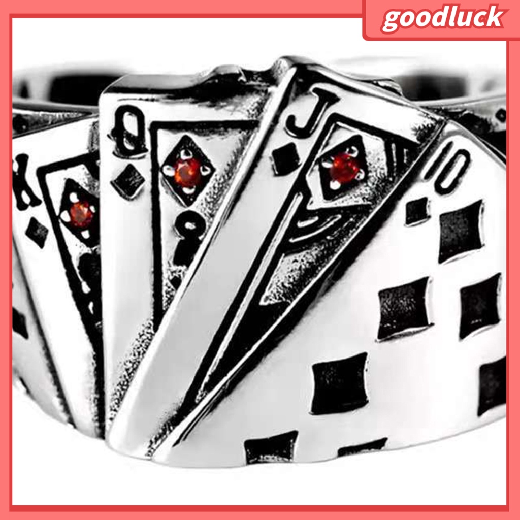 Nhẫn hở nam nữ có thể điều chỉnh thiết kế bài poker thời trang cổ điển