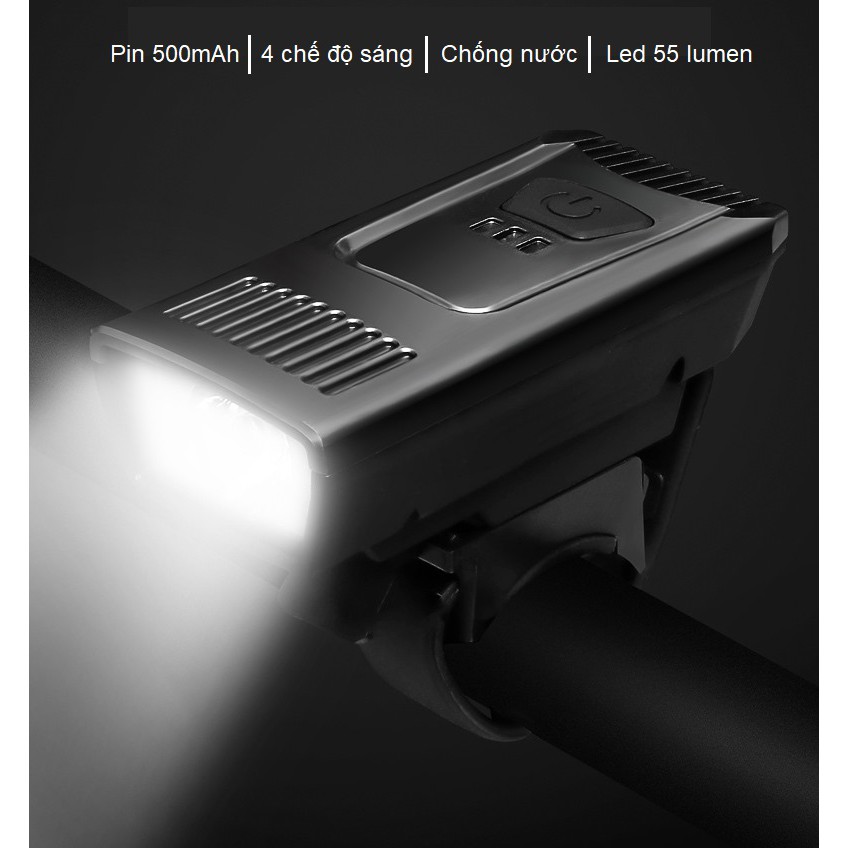 Đèn xe đạp chiếu sáng 120 lumens - Đèn pha xe đạp - Pin Sạc 500mAh - Thời Gian Chiếu Sáng đến 7,5 Giờ