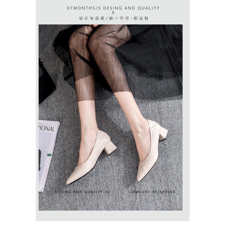 Giày cao gót da mềm phong cách công sở cho nữ 5cm