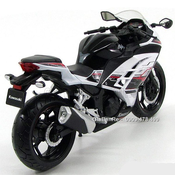 XE MÔ HÌNH  KAWASAKI NINJA 300 TỈ LỆ 1:12 - JOYCITY - ĐEN TRẮNG - KHÔNG HỘP - 8690.1