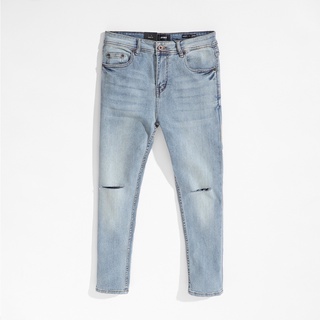 Quần jean nam rách Gấu 194 wass kiểu vải jeans co dãn, dày dặn form slimfit - Xanh Rách Gối