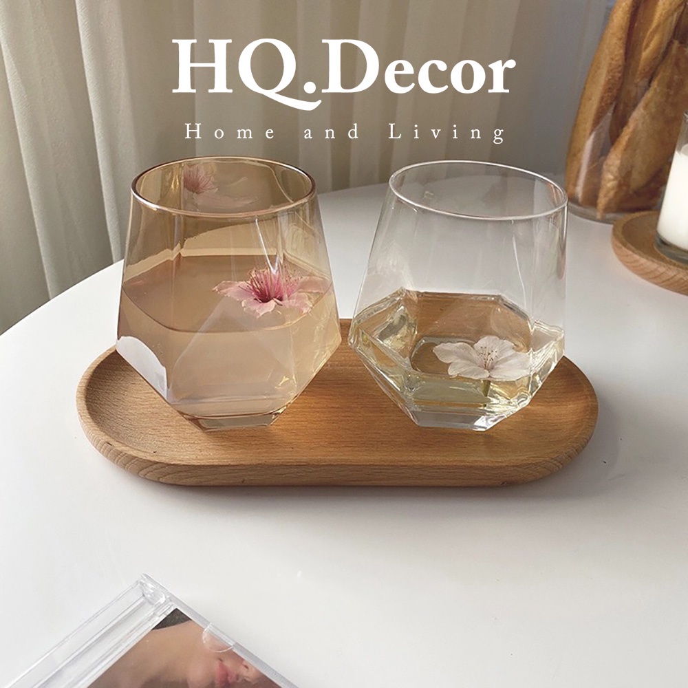 Cốc thủy tinh chịu nhiệt Diamond Ly thủy tinh nhiều màu sắc decor đẹp - HQ471