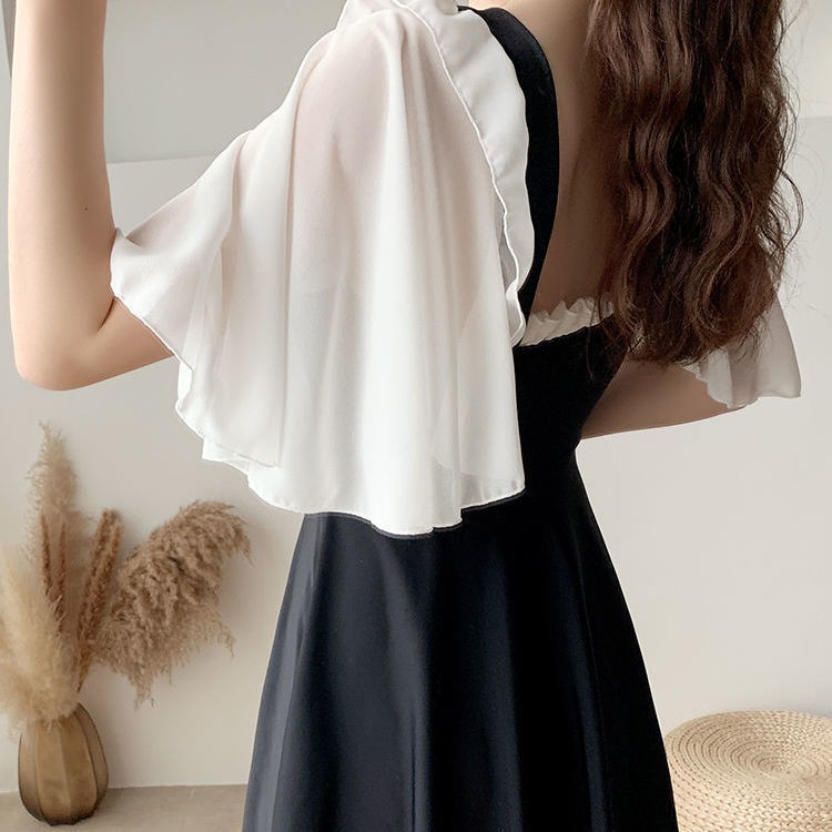 Đồ bơi✓❖☫Áo tắm nữ les mới màu đen váy phân thân tôn dáng phong cách học sinh Hàn Quốc Cổ Tích Fan sexy ins siêu