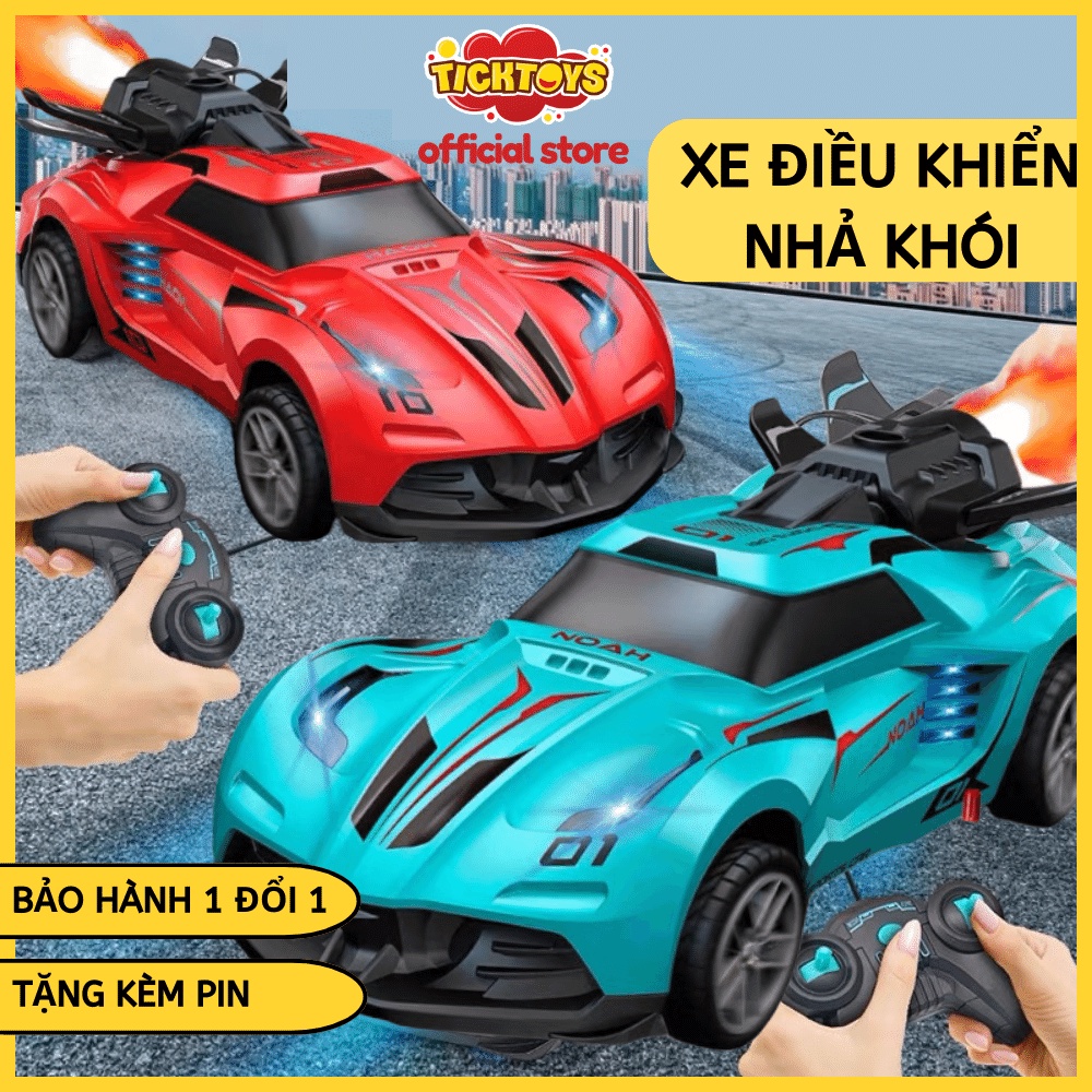Xe Đua Điều Khiển Từ Xa Nhả Khói Phun Sương Có Đèn sáng Xe Ô Tô Đua Điều Khiển Từ Xa Có sạc Đồ Chơi Cho Bé