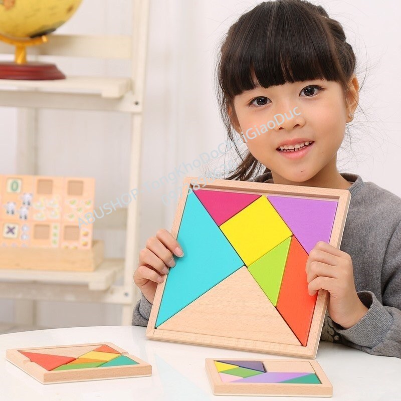 Xếp Hình TRÍ UẨN TANGRAM CAO CẤP dày dặn – Đồ chơi thông minh cho bé rèn luyện trí tuệ A373