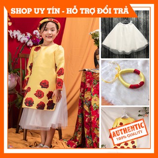 Áo Dài Cách Tân Bé Gái, 💖CÓ SẴN GIAO NGAY💖 Aodai Mẹ Và Bé Màu Vàng