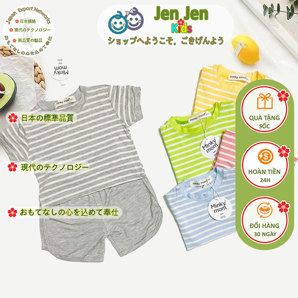 Bộ Quần Áo Cộc Tay cho Bé 9-19kg, Minky Mom, Thun Lạnh, Thoáng mát, Sọc Trơn Siêu Kool, TN-TR06