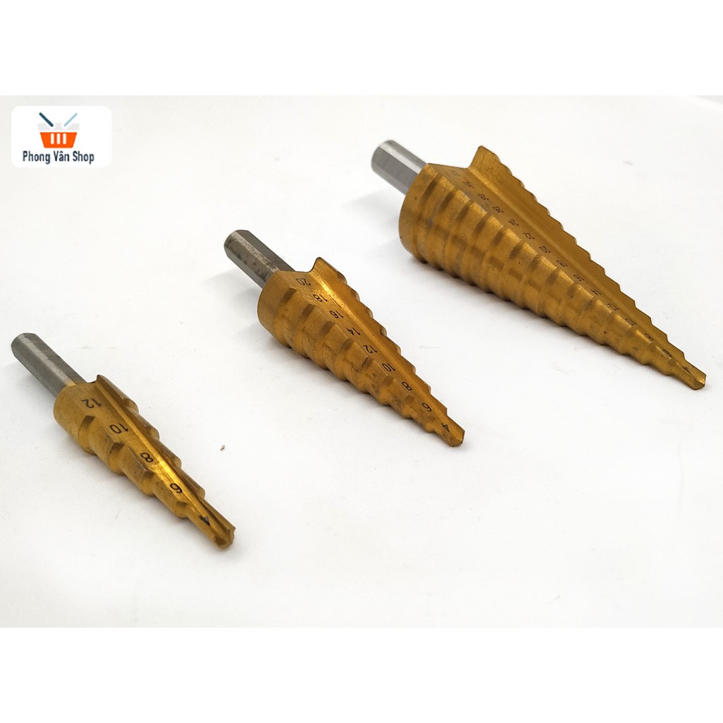 Bộ 3 mũi khoan tháp 4-32 4-20 4-12 - Có túi đựng