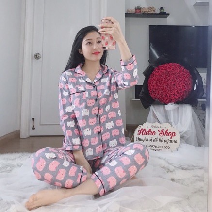 Bộ quần áo ngủ pijama dài tay vải Kate Thái