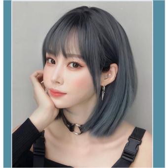 Tóc giả nguyên đầu vic khói xanh hàng cao cấp chất sợi tơ nhân tạo dùng nhiệt tạo