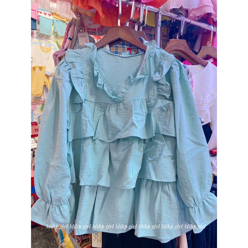 Áo babydoll dài tay 3 tầng xòe tay bo, áo bigsize nữ vải đũi đủ màu.