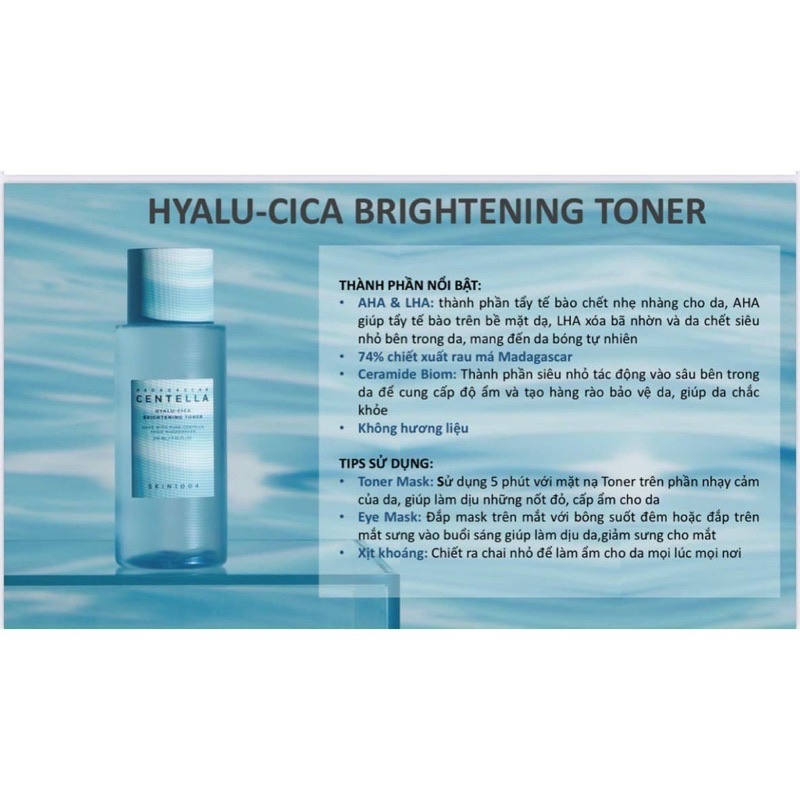 Nước Hoa Hồng Cấp Ẩm, Giảm Mụn, Loại Bỏ Tế Bào Chết Skin1004 Madagascar Centella Hyalu-cica Brightening Toner 210ml