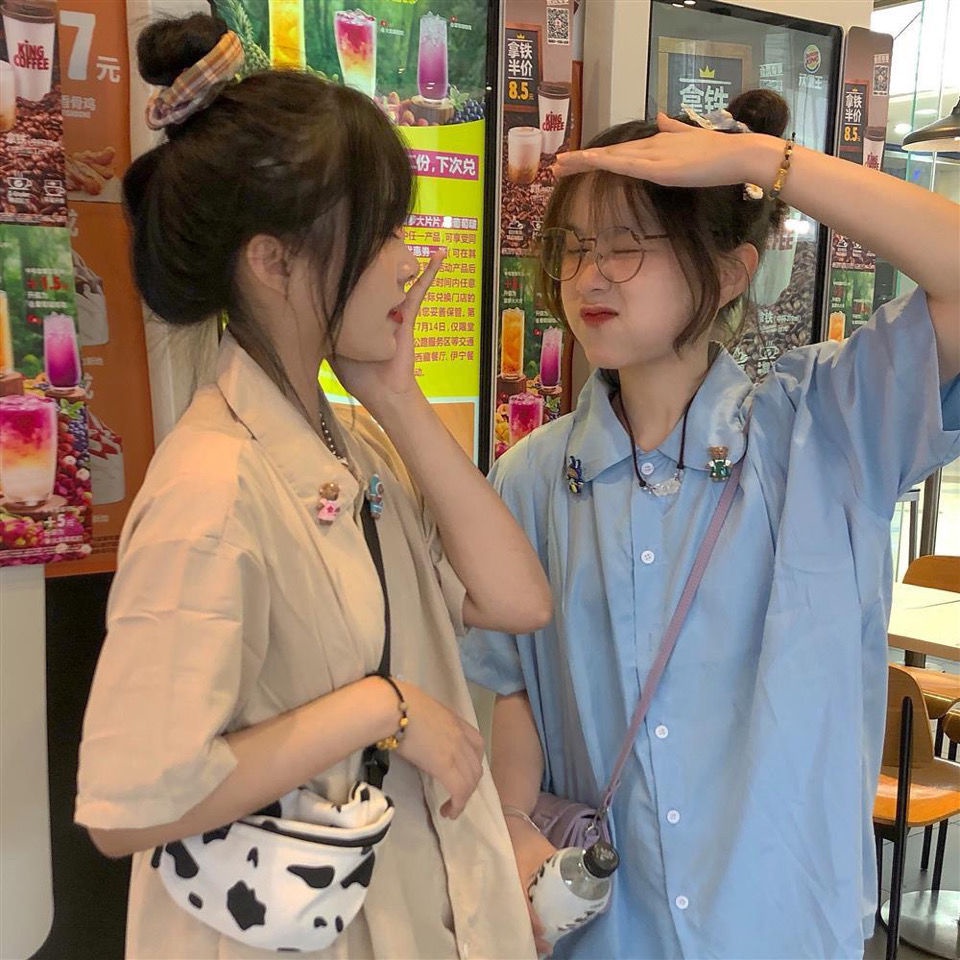 Áo Sơ Mi Tay Ngắn Màu Sắc Thời Trang Cho Nữ