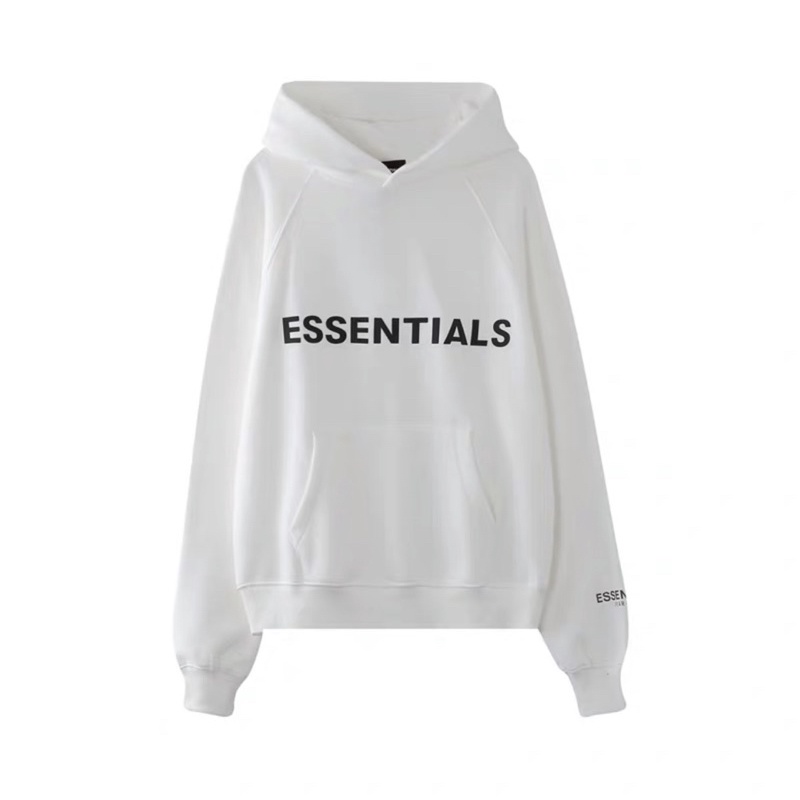 ÁO HOODIE NỈ CÓ MŨ ESSENTIALS MÙA ĐÔNG 2021 - Hình in cao su dập nổi
