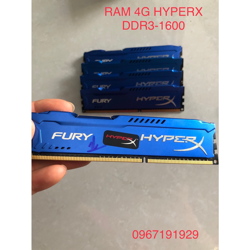 RAM PC 4GB DDR3 bus 1600MHz Kingston HyperX chính hãng. Có tản nhiệt. Bảo hành 1 tháng.