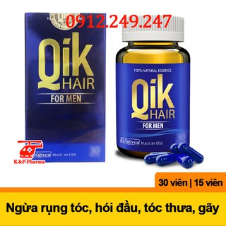 ✅ (TÍCH ĐIỂM) Viên mọc tóc Qik Hair For Men – Ngừa rụng tóc, hói đầu, tóc thưa, gãy, tóc mọc nhanh, khỏe đẹp QikHair Men