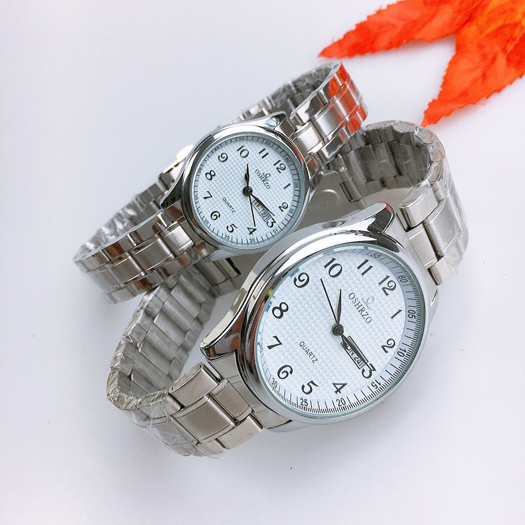 Đồng hồ đôi dây kim loại chính hãng Oshrzo  Pure White