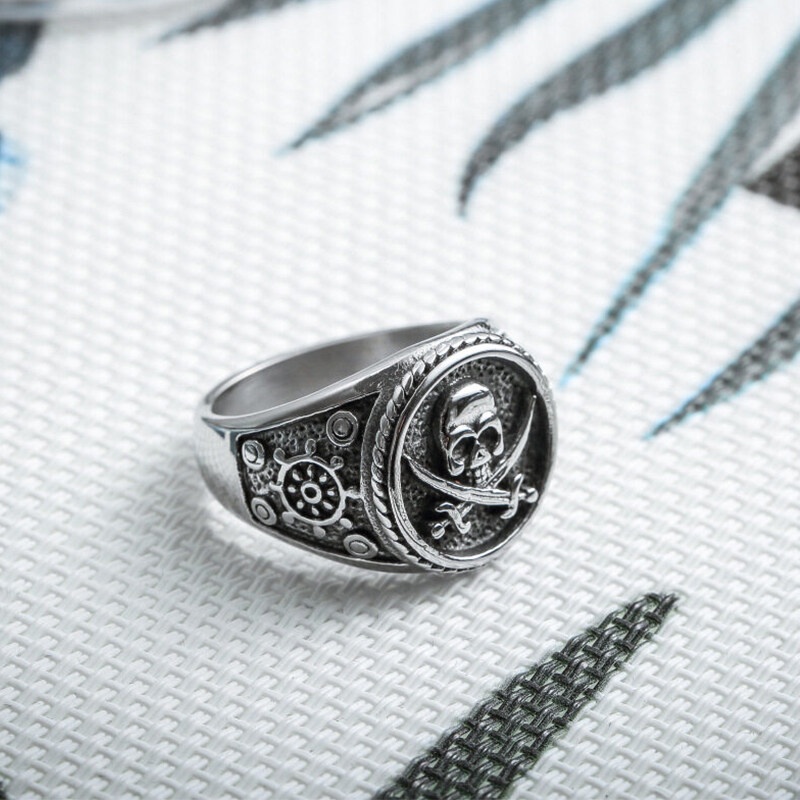 Nhẫn Đôi Hình Đầu Lâu Cướp Biển Phong Cách Gothic Cá Tính Cho Nam Và Nữ