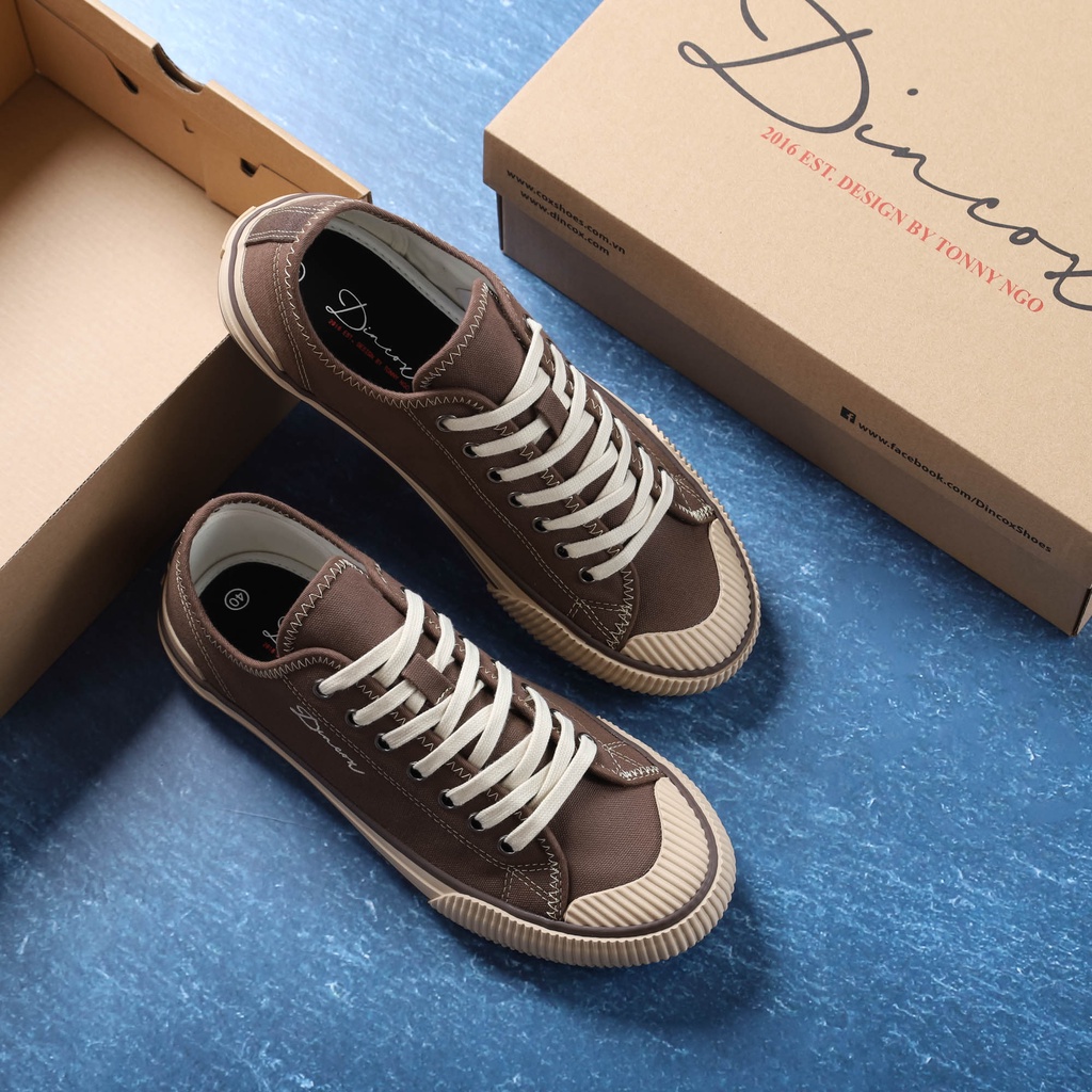 GIày Sneaker Vải Unisex DINCOX GD21 Cá Tính Chocolate