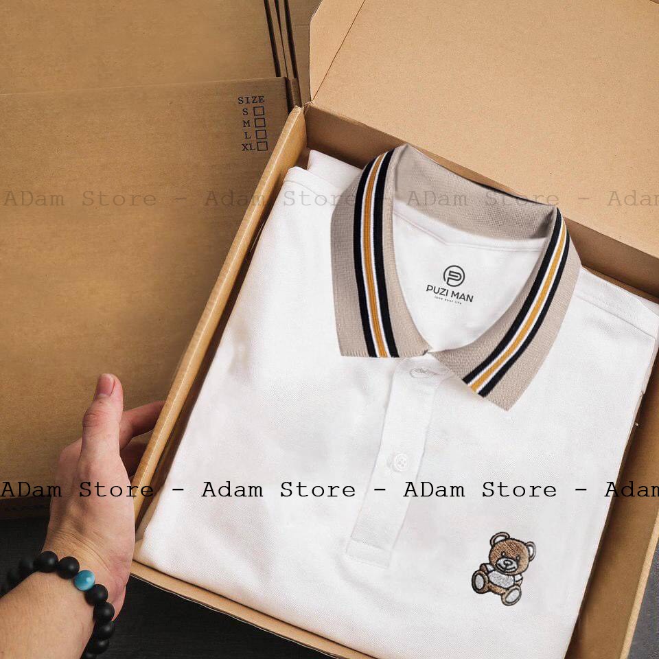 Áo polo nam, áo thun nam có cổ thêu gấu chất liệu cotton dày dặn, co giãn mềm mịn - Adam Man | BigBuy360 - bigbuy360.vn
