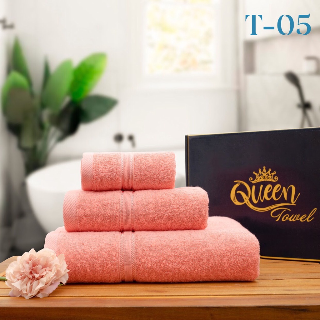 Khăn tắm,khăn lau đầu,khăn mặt_xuất khẩu QUEENTOWEL 100% cotton,không phai màu không xổ lông