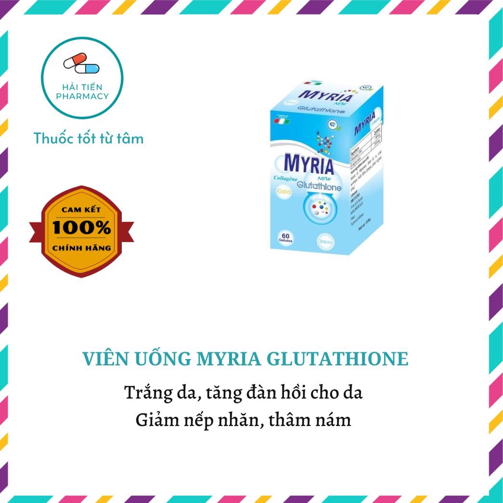 MYRIA new collagen glutathione viên uống đẹp  trắng da mờ nám tàn nhang, chống oxy hóa, lão hóa da