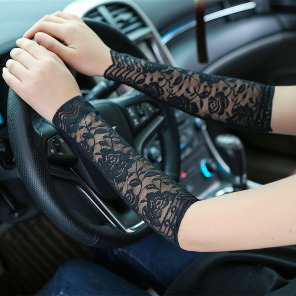 1 Đôi Găng Tay Ren Chống Nắng/Tia UV Họa Tiết Hình Xăm Thời Trang Mùa Hè Cho Nữ