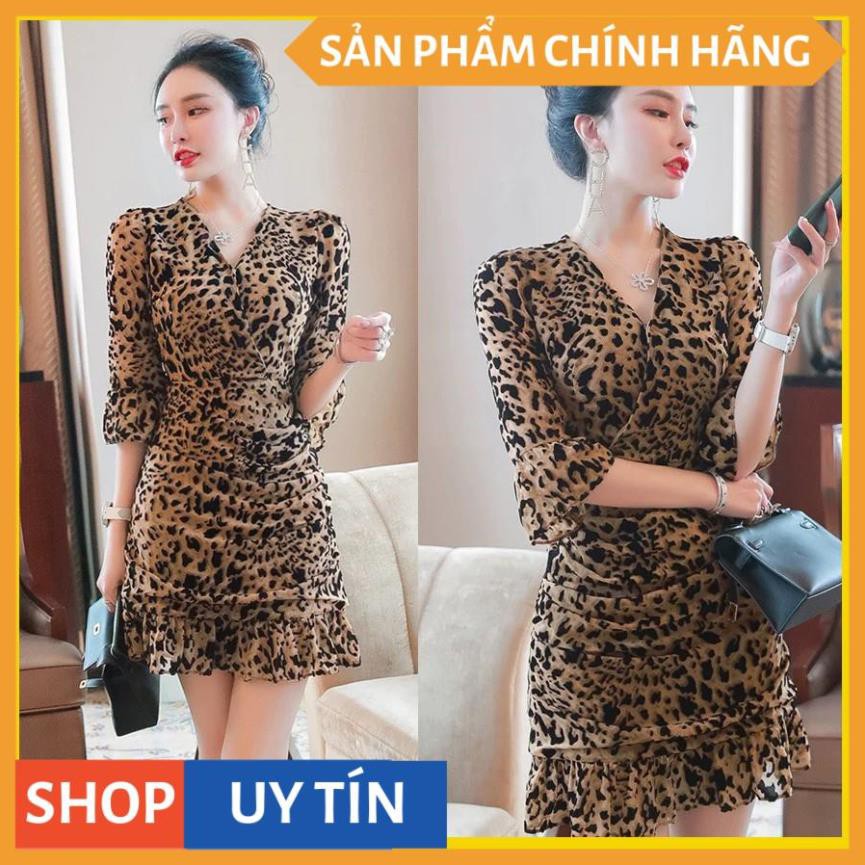 Đầm ôm  cổ V, họa tiết da beo sang chảnh  tôn da, đi chơi đi tiệc hay cafe đều hợp, hàng cao cấp có lót dày mịn - Đ0092