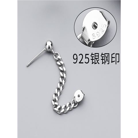 Bông Tai Mạ Bạc 925 Dạng Chuỗi Đơn Độc Đáo Thời Trang Cho Nam 06.24