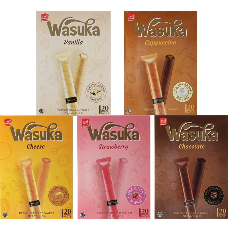 Bánh Wasuka Premium Rolled Wafer 240g - 5 Vị
