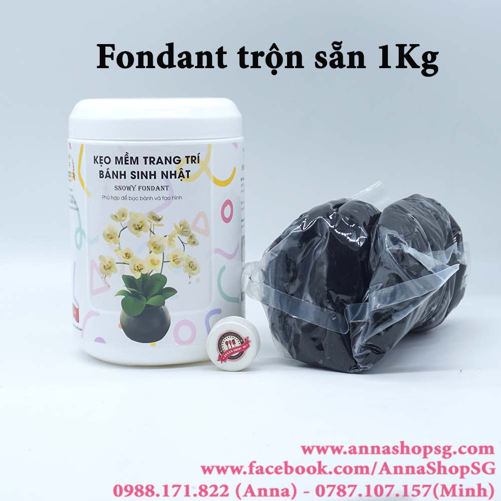 1Kg FONDANT TRỘN SẴN SNOWY- ĐEN