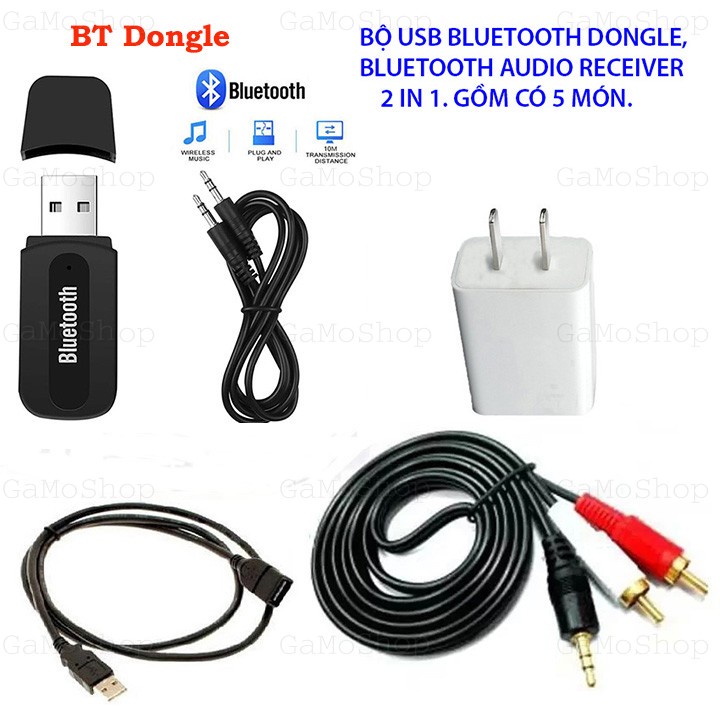 BO5_Bộ USB Bluetooth 5.0 BT Dongle tạo bluetooth cho loa và amply 5in1