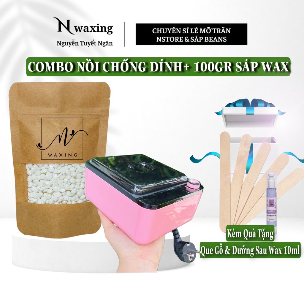 COMBO NỒI NẤU SÁP CHỐNG DÍNH VÀ 100GR SÁP WAX LÔNG TẶNG KÈM QUÀ