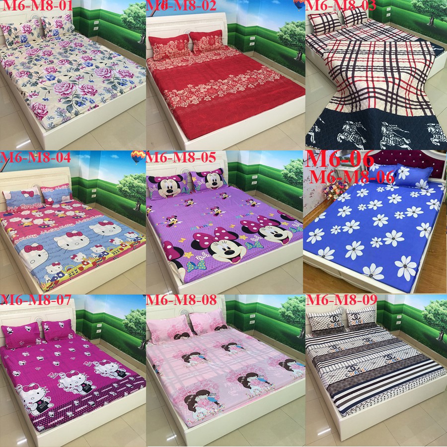 [Free ship-Giá rẻ nhất]Bộ Chăn Ga Gối Cotton POLY Lê Vàng 1m6