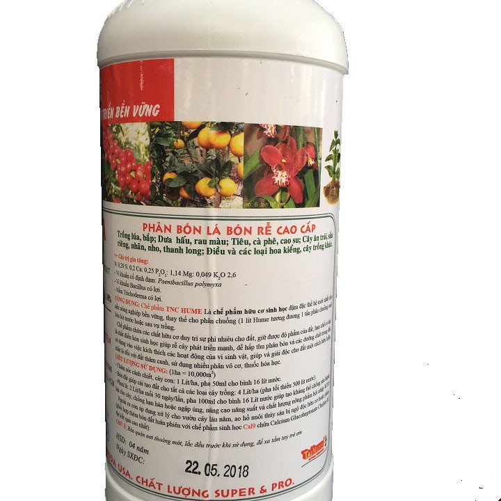 [SIEURE] Chế phẩm hữu cơ đậm đặc cải tạo đất cho cây trồng TNC hume chai 1 lít hàng đẹp, phân phối chuyên nghiệp.