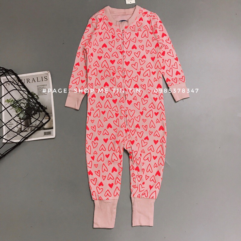 Body sleep suit- body liền quần không tất ( tim hồng 18m,24m,3y)