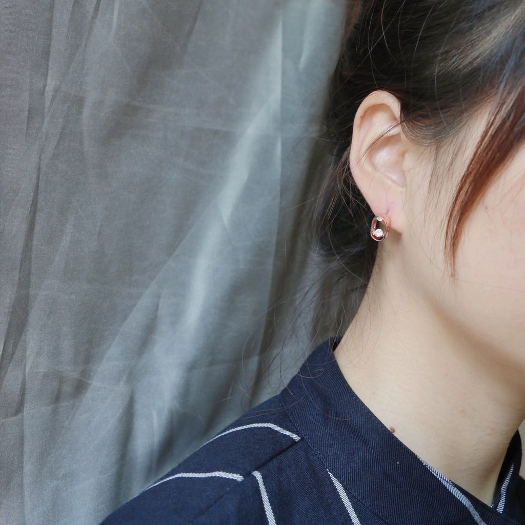 Bông Tai Pha Lê Hình Bầu Dục Nhịp Tim Dễ Thương Thời Trang Mùa Hè Cho Nữ