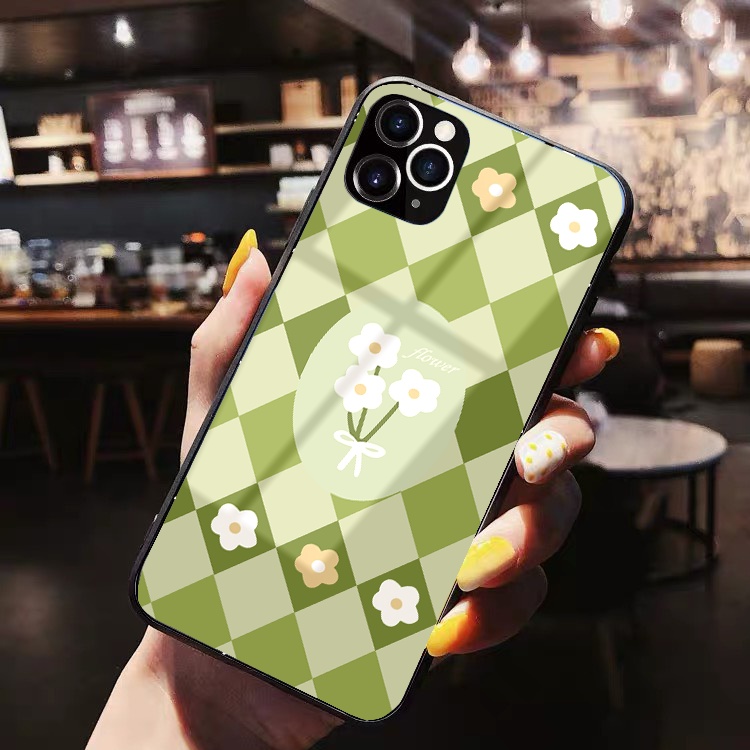 Ốp lưng iphone Hoa nhí xanh kính bóng ip 6splus/7/7plus/8/8plus/x/xr/xs/11/12/pro/max/plus/13promax k369
