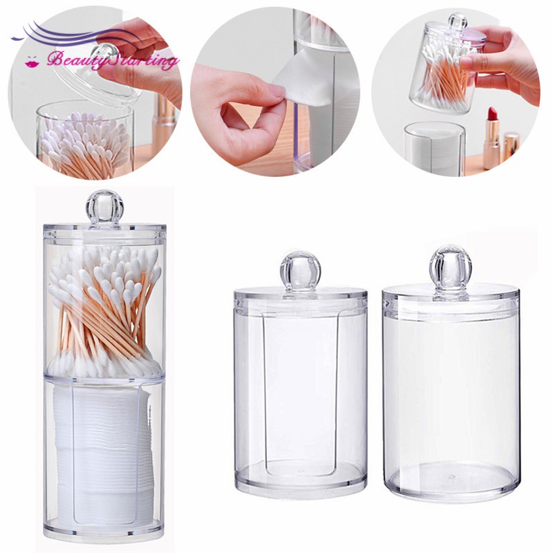 [Hàng mới về] Hộp đựng bông tẩy trang 2 tầng bằng chất liệu acrylic trong suốt tiện dụng | BigBuy360 - bigbuy360.vn